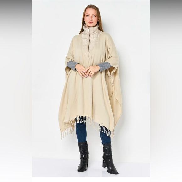 Steve Madden Sweaters - NWT Steve Madden Women Plain Poncho Sweater, Dark Beige